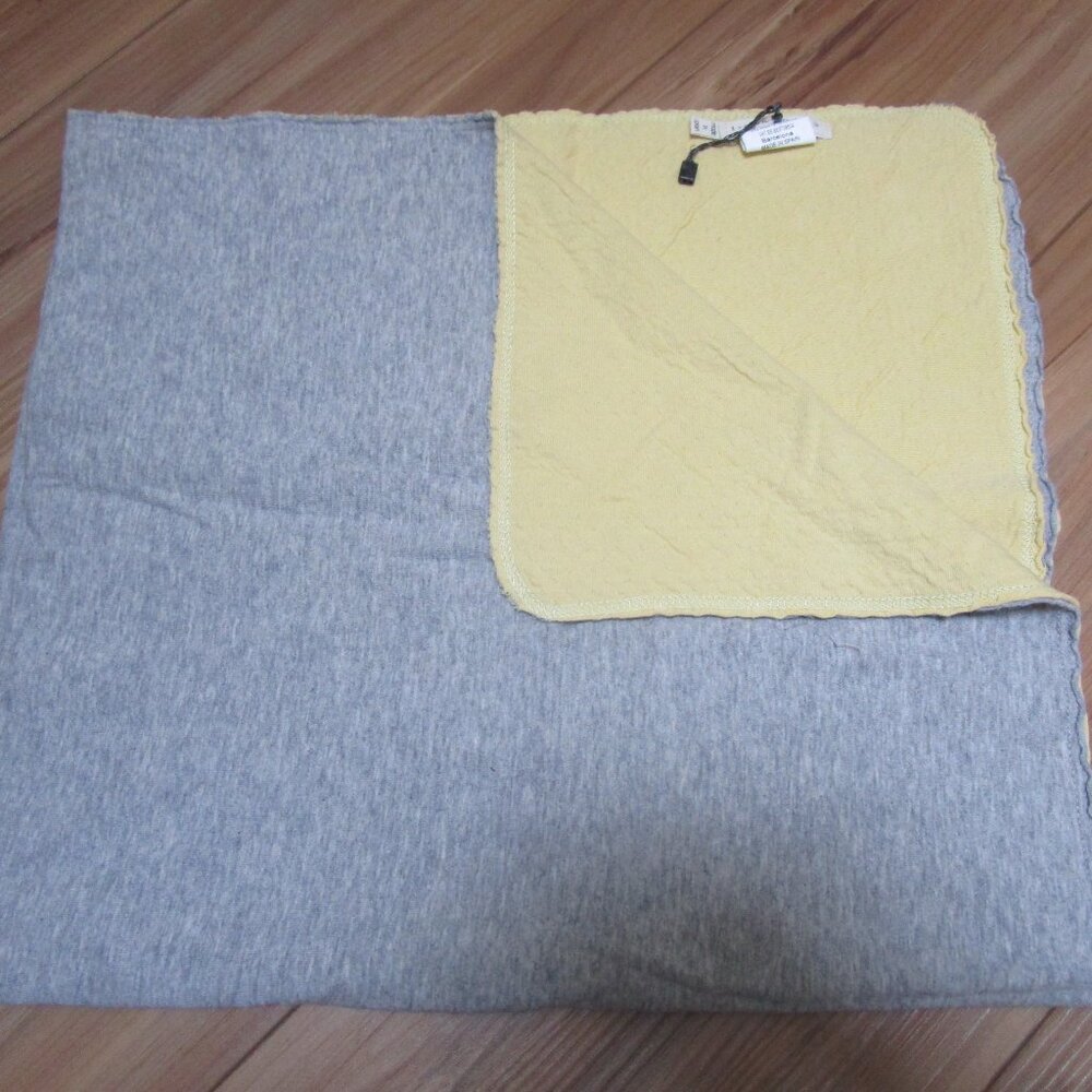 1+ in the family yellow and grey textured beautiful reversible blanket EUC